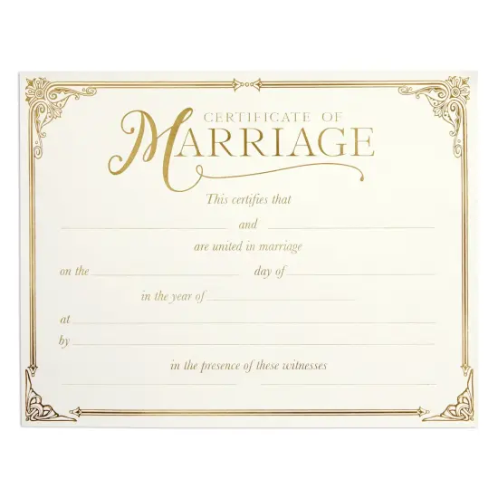 48 Pack Marriage Certificates with Gold Foil Edges for Wedding Ceremony, Official Newly Weds, Expecting Marriage Proposals, Blank Wedding Certificate (11 x 8.5 Inches) {5}