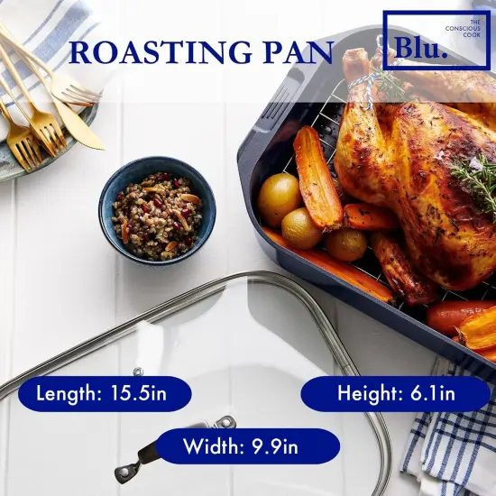 Blu. Cookware Roasting Pan with Lid and Roasting Rack, Non-Toxic {5}