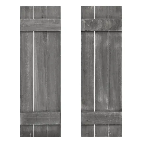 Farmhouse Paulownia Wood Window Shutters Set of 2 for Windows Dark Grey {1}