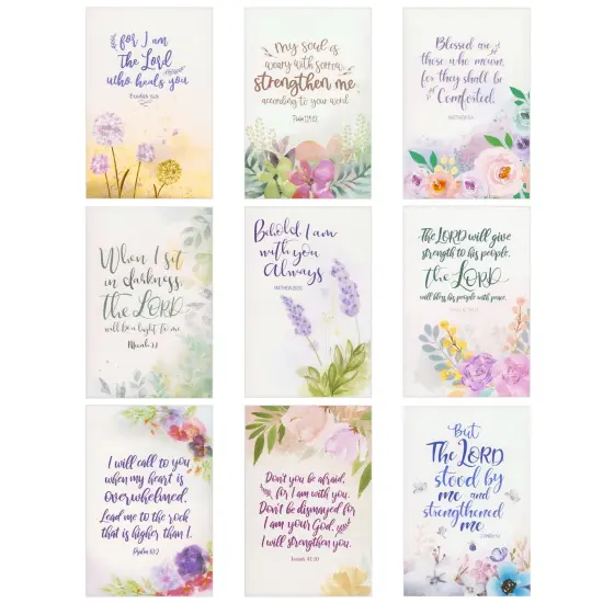 36 Pack Bulk Religious Sympathy Cards with Envelopes, Watercolor Floral Designs with Christian Bible Verses for Funerals, Condolences (4 x 6 In) {6}