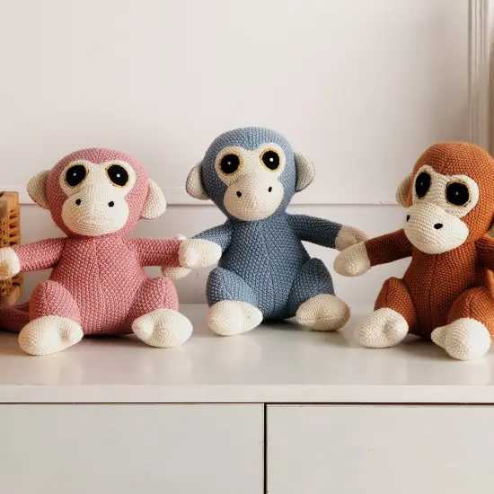 100% Handmade Cotton knitted Soft Monkey Plush Toy/Soft Toys starling blue {4}