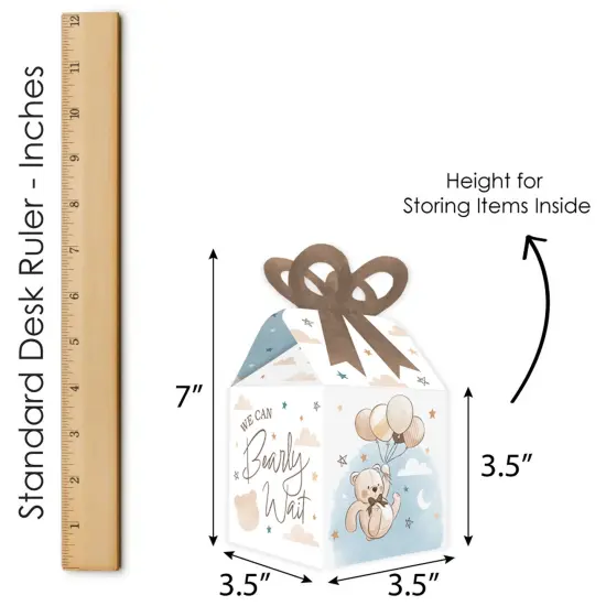 Big Dot of Happiness We Can Bearly Wait - Square Favor Gift Boxes - Teddy Bear Baby Shower Bow Boxes - Set of 12 {7}