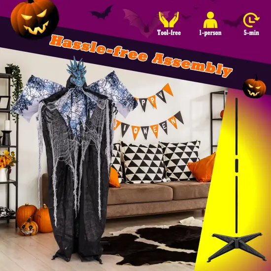 6ft Halloween Animatronic Decoration with Light Up Eyes Posable Wings and Arms {6}
