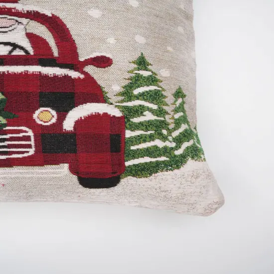 Merry Claus Caravan Jacquard Machine Woven Throw Pillow - 24" X 24" {3}