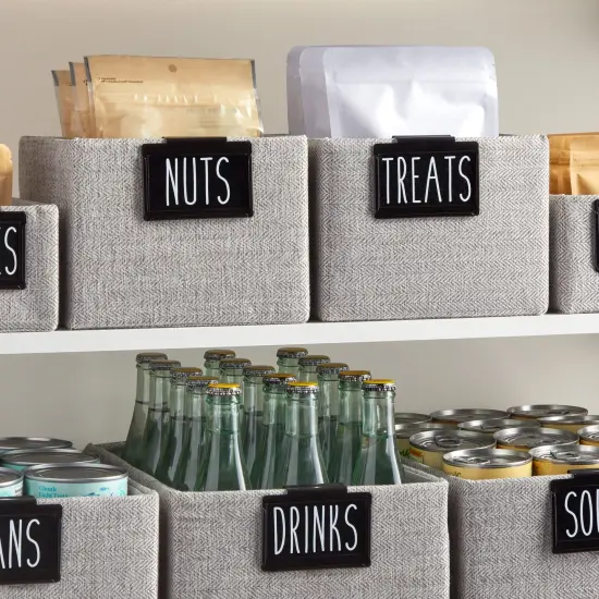 Talented Kitchen 18 Pack Black Label Holders - Removable Metal Bin Clips for Pantry Baskets and Storage Bins (3.5x2.5 In) {2}