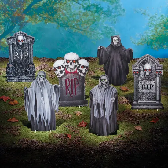 Collections Etc Graveyard Garden Halloween Outdoor Stakes - Set of 6 {1}