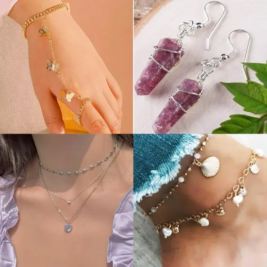 Jump Rings for Jewelry Making Kit, 1200 pcs Open Jump Rings Jewelry Repair Kit for Necklace Bracelet, Lobster Clasps and Closures Repair Supplies Kit with Pliers Tweezers (Gold/Silver) {2}