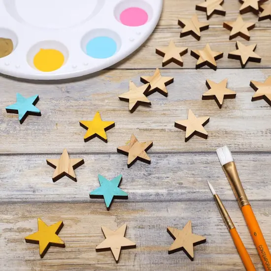 Bright Creations 100-Pack Unfinished Wood Star Cutout Pieces for DIY Crafts, 1 Inch Brown {3}