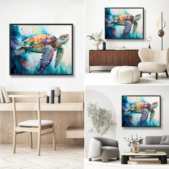 Sea Turtle Paint by Numbers for Adults with Framed Canvas-with Wooden Easel,Turtle Paint by Number on Canvas {5}