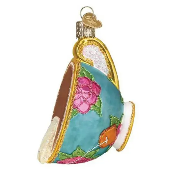 Old World Christmas 3.75 In Cup Of Tea Tree Ornament , Ornament Hot Beverage Cup Multicolored {1}
