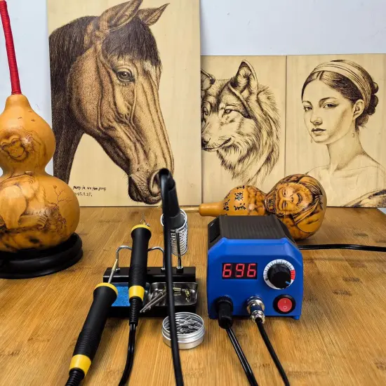 LH55-2-3 Wood Burner kit Wood Burning Tool Pen 25~750℃, Wood Burning kit with Digital Thermometer Temperature Adjustable Temperature, 3 pyrographic Wood Burning pens, 37 Wood Burning Pen Tips {4}