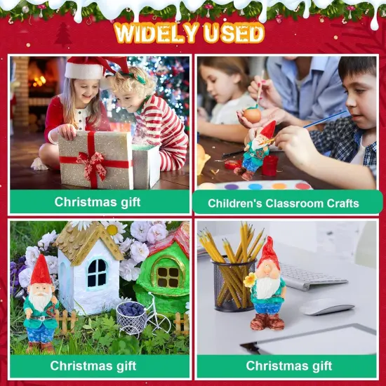 6 Pcs Paint Your Own Garden Gnomes Unpainted Kit to Paint Statue {3}
