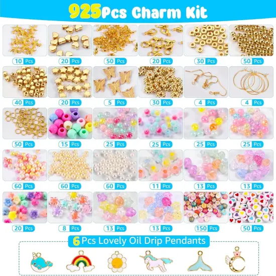 10525Pcs Clay Beads Bracelet Making Kit, Friendship Bracelet Kit Flat Polymer Clay Beads for Jewelry Making, 48Colors Bead Set 925Pcs Charms Kit with Letter Beads for Girls DIY Craft Gift {4}