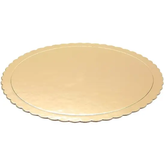 Juvale 12-Pack 10 Inch Round Cake Board, Gold Scalloped Cake Boards for Weddings, Birthdays, Baking and Desserts, Grease-Proof Pastry Board, Sturdy Disposable Cardboard Tray {6}