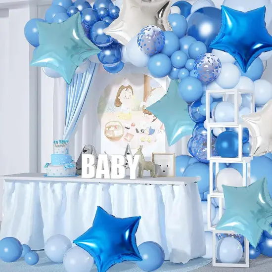 Blue Silver Foil Star Balloons {5}