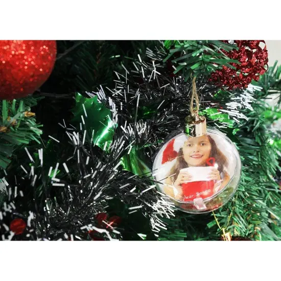Round Photo Ornament for Christmas Tree Decor (2.75 x 4.7 in, 4 Pack) Clear {3}