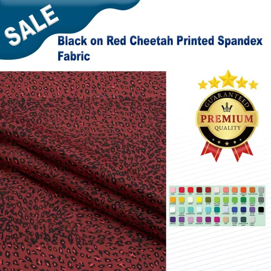 Black on Red Cheetah Printed Spandex Fabric {2}