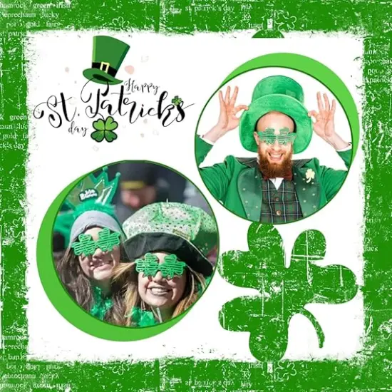 24 PCS St. Patricks Day Shamrock Glasses, Green Plastic Shutter Glasses Four Leaf Clover Eyeglasses for St. Patrick's Day Costume Party, Irish Photo Props, St Pattys Party Supplies Decor {4}
