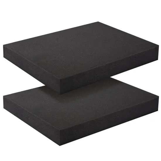 2-Pack Packing Foam Sheets - 16x12x2 Customizable Polyurethane Insert Pads for Tool Case Cushioning, Crafts (Black) {1}