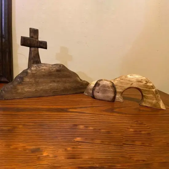 The Empty Tomb Easter Scene and Cross Decoration, Jesus Tomb Easter Tray Bundle Kit {5}