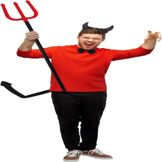 4E's Novelty 4 Pcs Black Devil Costume Set &ndash; Horns Headband, Tail, Pitchfork & Bowtie Accessories for Adults, Kids, Men & Women &ndash; Halloween Demon Costume Kit, Cosplay & Dress-Up Party Props {6}