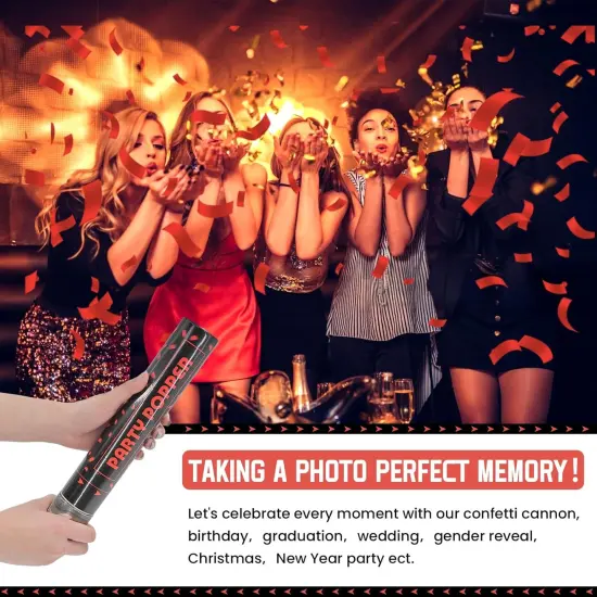 Party Poppers Confetti Cannon 12 Pack Red Confetti Popper Cannons 12Inch Paper Confetti Shooters Red Confetti Party Cannons Bulk for Wedding Birthday Graduation Baby Shower Party Celebrations {5}