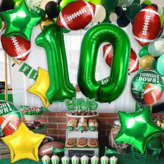 Football Balloons for Football Theme Party Decorations, Large Foil Mylar Football Green Balloon Decor for Boys Kids Men Rubby Balloon Decor Party Supplies {3}