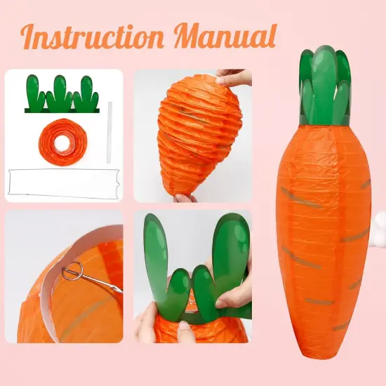 5 PCS Lanterns, Easter Carrot-shaped Paper Lanterns, Cartoon Paper Lantern, for Party, Classroom, Birthday, Home Decoration, for Easter Decoration {3}