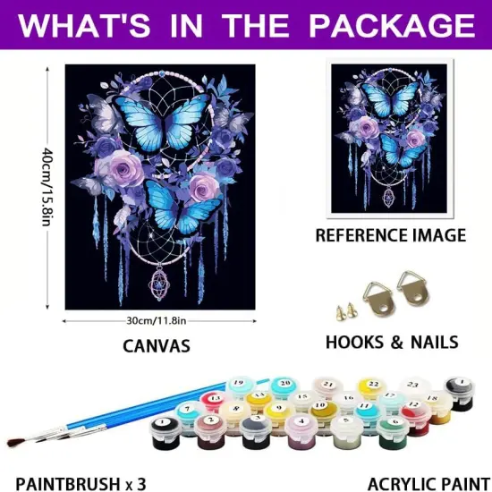 Adults Paint by Number- Dream Catcher Paint by Numbers Kits on Canvas for Beginners, Butterfly Acrylic Painting by Numbers Kits Without Frame for Home Decor 12x16 inch {2}