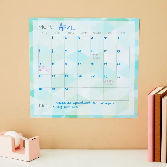 6-Pack Undated Monthly Adhesive Peel and Stick Calendar, Dry Erase Reusable Calendar for Wall, Home Office Schedule Reminders, Memo Notes, 3 Assorted Colors (13.75x12.8 in) Multicolor {2}