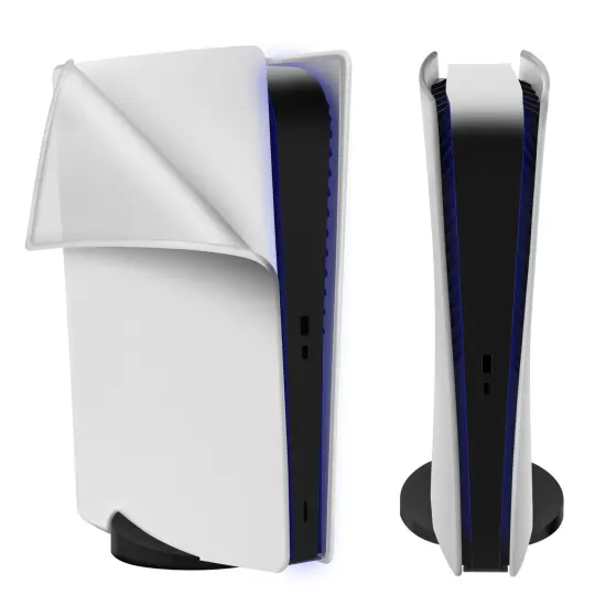 Insten Silicone Skin Cover For PS5 Digital Edition Console, Anti-Scratch Anti-Dust Protective Case, White {1}