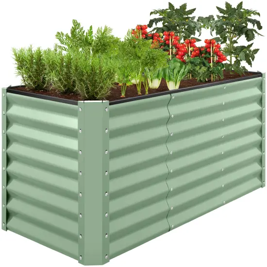 Best Choice Products 4x2x2ft Outdoor Metal Raised Garden Bed, Planter Box for Vegetables, Flowers, Herbs Beige {7}