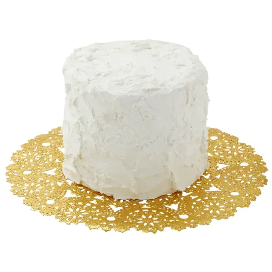 60 Pack 10 Inch Gold Paper Doilies for Dining Table, Round Decorative Medallion Lace Placemats for Wedding {7}