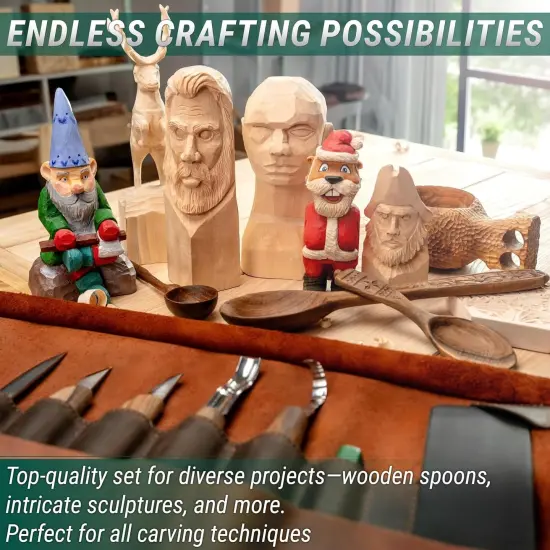 Deluxe Wood Carving Kit S18X - Wood Carving Knife Set - Spoon Carving Tools Set - Whittling Knives Kit - Woodworking Kit Wood Carving Tools Kit Large Whittling Kit S18X {3}