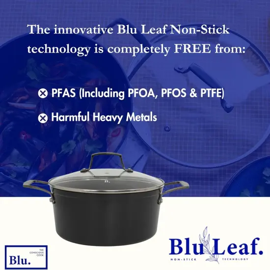 Blu. Cookware 4.5QT Casserole Pot with Lid, Non-Toxic {5}