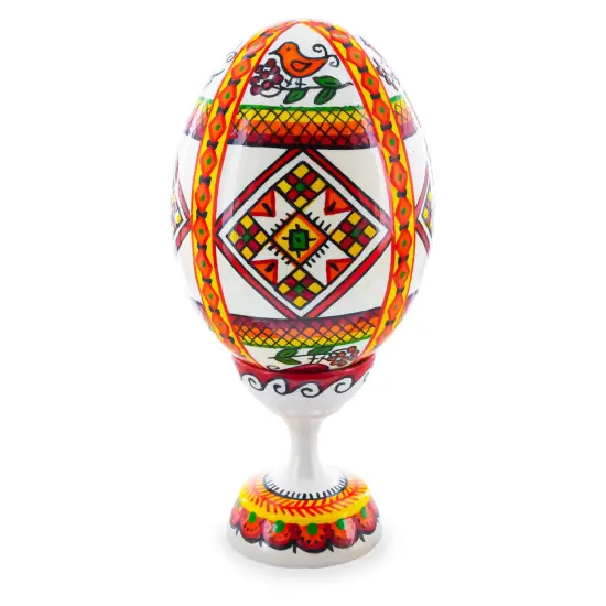 Bird Ukrainian Wooden Easter Egg Pysanka on a Stand 3.75 Inches {1}