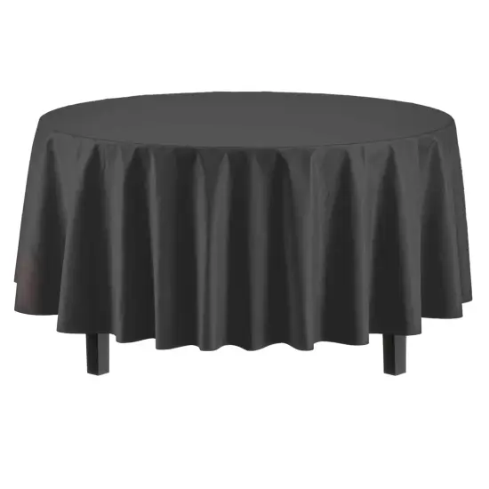 Exquisite Disposable Round Plastic Tablecloths &ndash; 6 Pack 84" Disposable Table Cloths &ndash; Indoor/Outdoor Party Tablecloth &ndash; Round Plastic Table Cover for Events & Party Supplies Black {2}