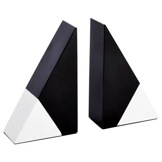 Set of 2 Decorative Bookends for Shelves, Marble Decor (Black and White) {7}