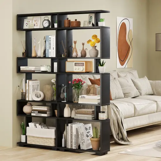 6-Tier Bookcase with Anti-Tipping Kit Black {3}