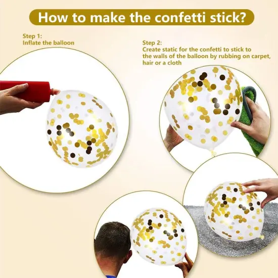 Pink and Gold Confetti Balloons, 60pcs Hot Pink Balloons Macaron Pink Balloons White Balloons Metallic Gold Balloons for Girls Birthday Baby Shower Bridal Shower Wedding Anniversary Party Decorations {3}