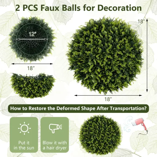 2 Pieces 18/22 Inches Indoor Outdoor Faux Decorative Balls for Patio Garden Front Door Balcony and Backyard-S {5}