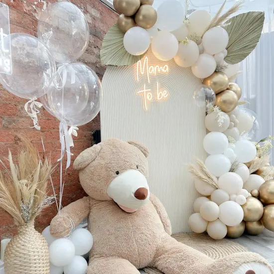 50 pcs White Gold and Beige Latex Balloons {4}
