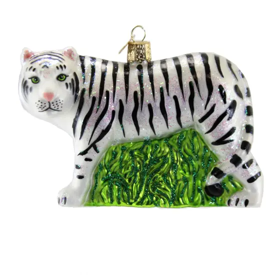 Old World Christmas 4.0 Inch White Tiger Tree Ornament , Grace Beauty {1}