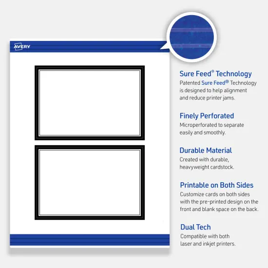 Avery Printable Rectangle Postcards, Double Black Border, 4" x 6", Matte White Rectangle Postcards, Laser/Inkjet, 20ct, Great for Postcards {3}