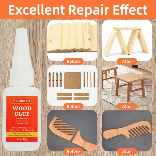 Wood Glue,90g Clear Carpenter Glue,Super Glue for Wood, Fast Drying Wood Glue for Craft, Metal,Furniture, Wood, and DIY(Pack of 3) {3}