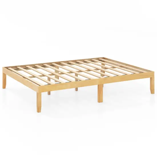 Queen Size Platform Bed Frame with Slats Support and Rubber Wood Legs Espresso {8}