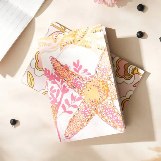 Soft Cover Orange Starfish Handmade paper Notebook - Pack of 5, 6 X 4 inch {1}