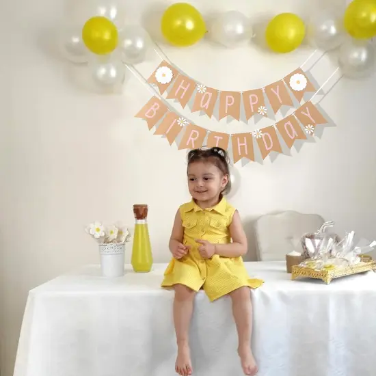 Daisy Happy Birthday Banner - Daisy Theme Birthday,Wildflower Birthday Banner, Groovy Birthday Theme for 1st Birthday, Daisy Themed Birthday Party Decoration Banne,Girl 1st Birthday Decoration {4}