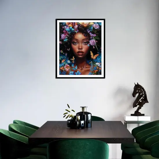 African American Woman Paint by Numbers for Adults, Girl with Butterfly Foral Paint by Number Kits, Female Portrait Acrylic Painting for Gift Home Decor(16&times;20inches, Unframe) {4}