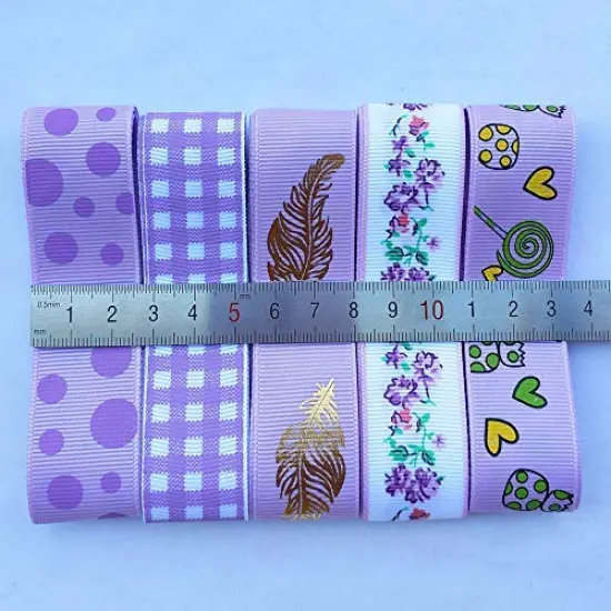 Libiline 17yards Assorted Purple Satin Organza Grosgrain Ribbon Craft DIY Packing Hair Bow Accessory (Purple) {4}